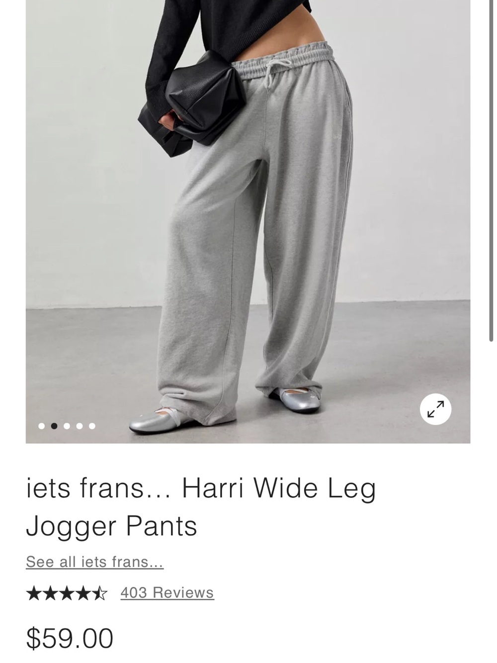 URBAN OUTFITTERS Harri Wide Leg Jogger Pants - Light Gray